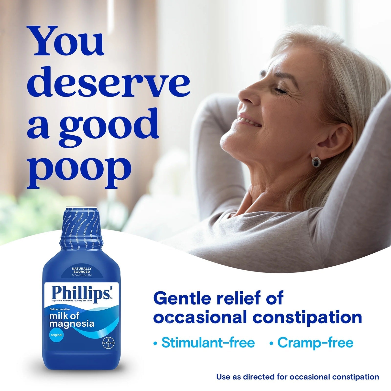 Phillips' Milk of Magnesia Liquid Magnesium Saline Laxative Original, 12 Oz
