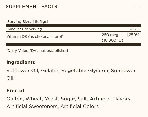 Solgar Vitamin D3 10,000 IU, 120 Softgels