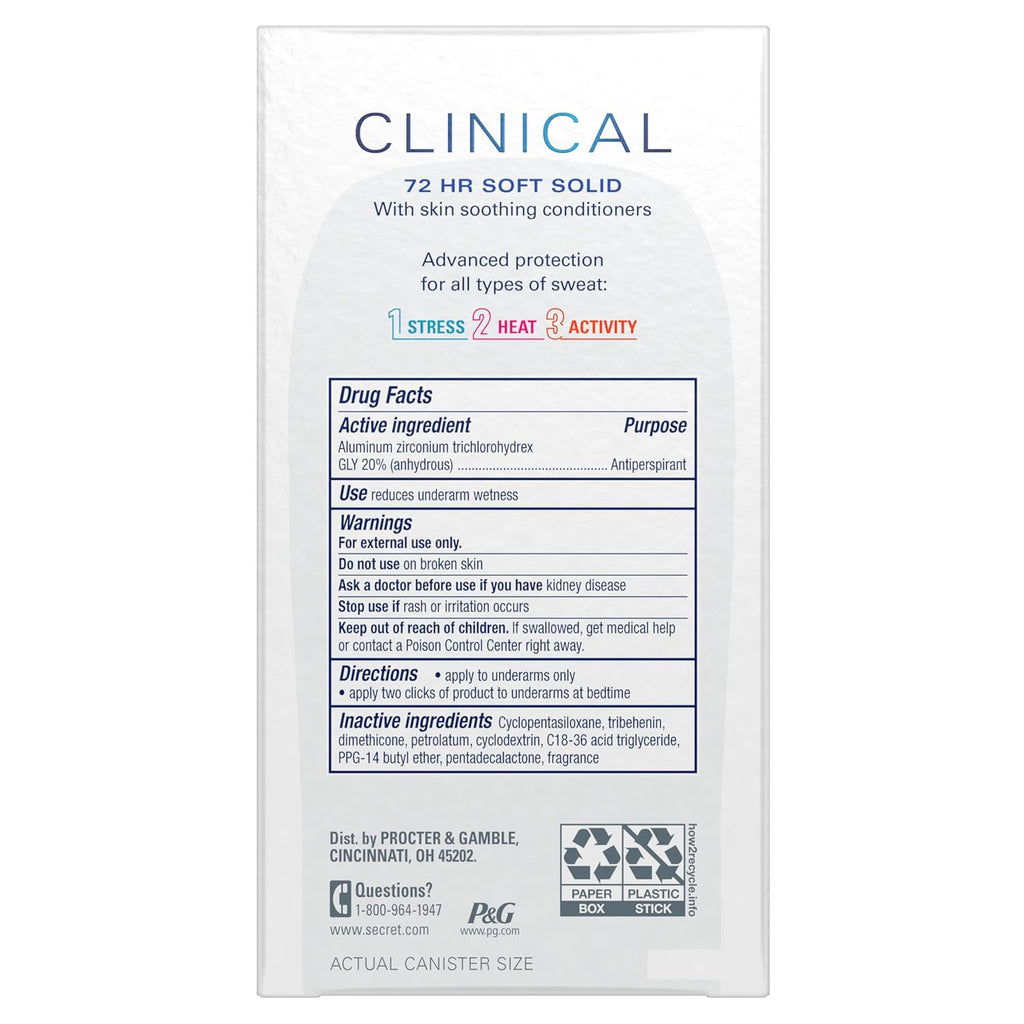 Secret Clinical Strength | Soft Solid | Unscented | 1.6 Oz