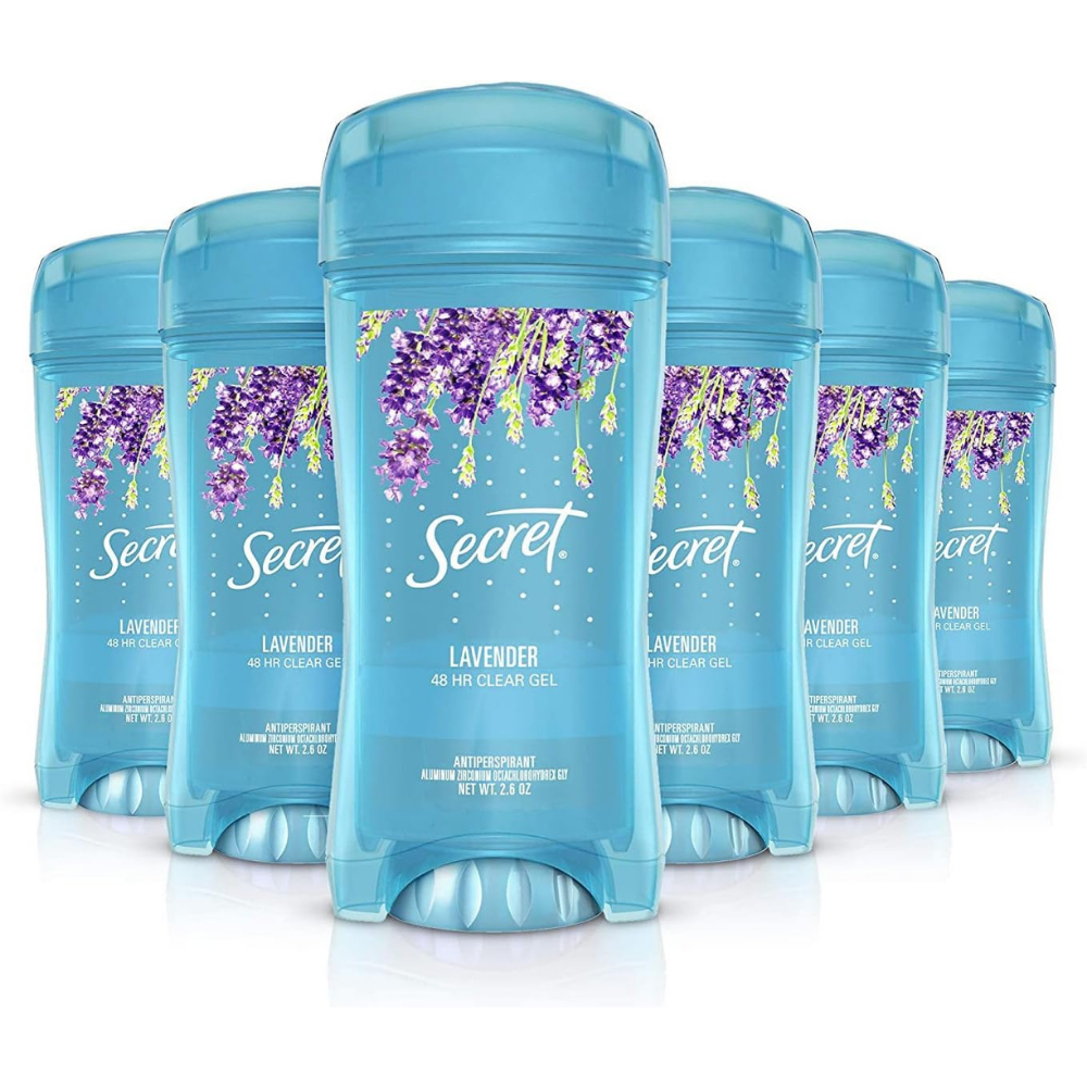 Secret Scent Lavender Gel Deodorant Sticks | 2.6 Oz | Pack of 6