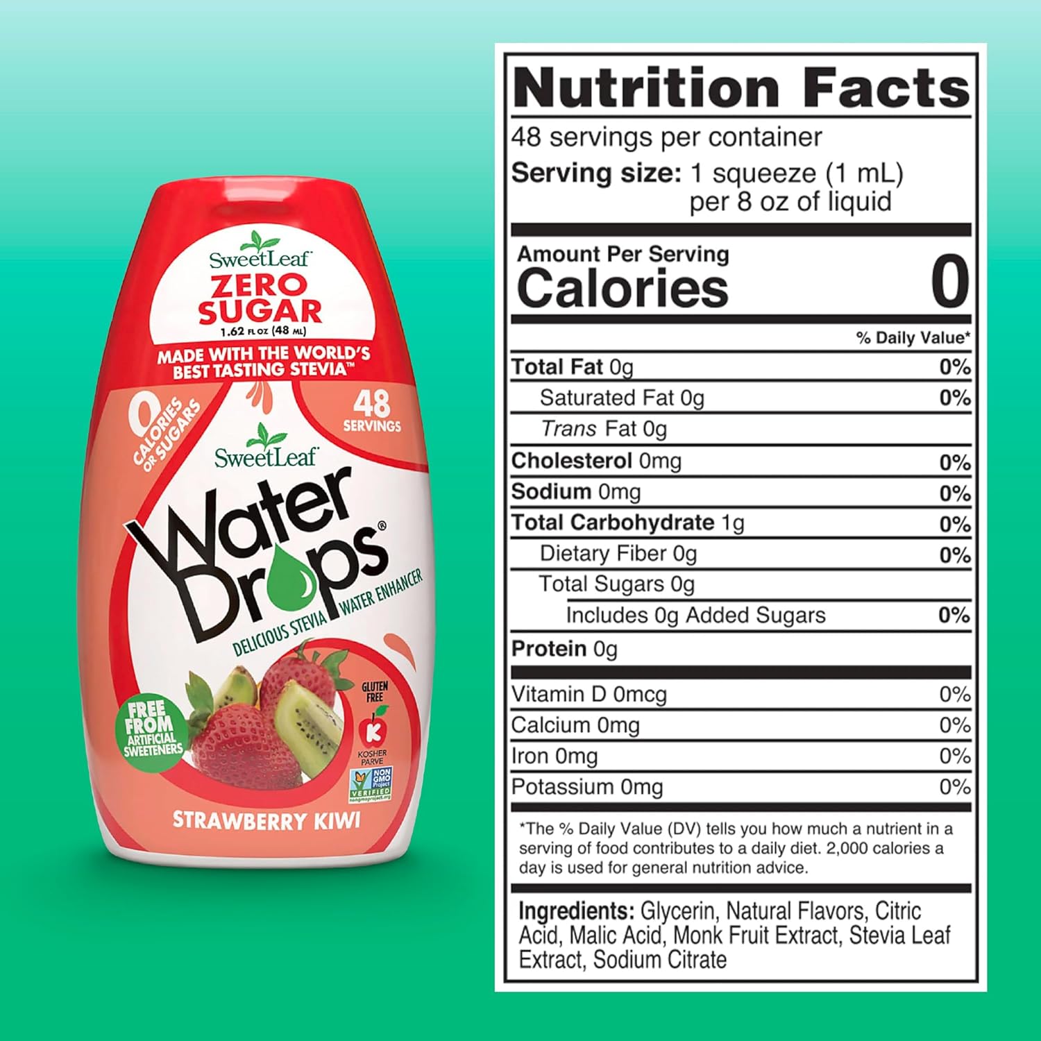 SweetLeaf Water Drops, Strawberry & Kiwi Flavour - 48ml