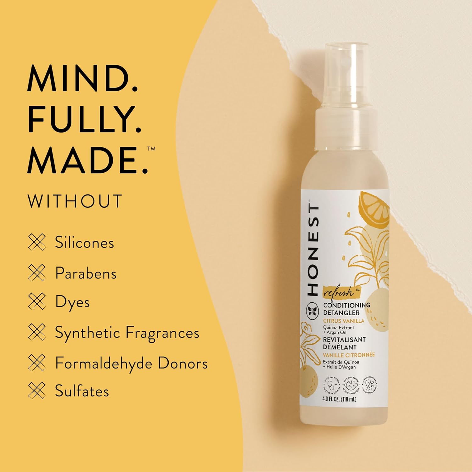 The Honest Company Conditioning Detangler Spray, Sweet Orange Vanilla, 4 Oz