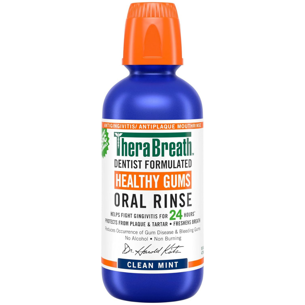 TheraBreath Oral Rinse – Clean Mint, 16 oz (Alcohol-Free Mouthwash)