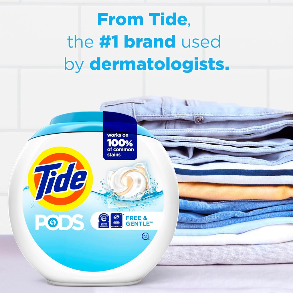 Tide Pods Free and Gentle Laundry Detergent Pacs, Hypoallergenic, 81 Count