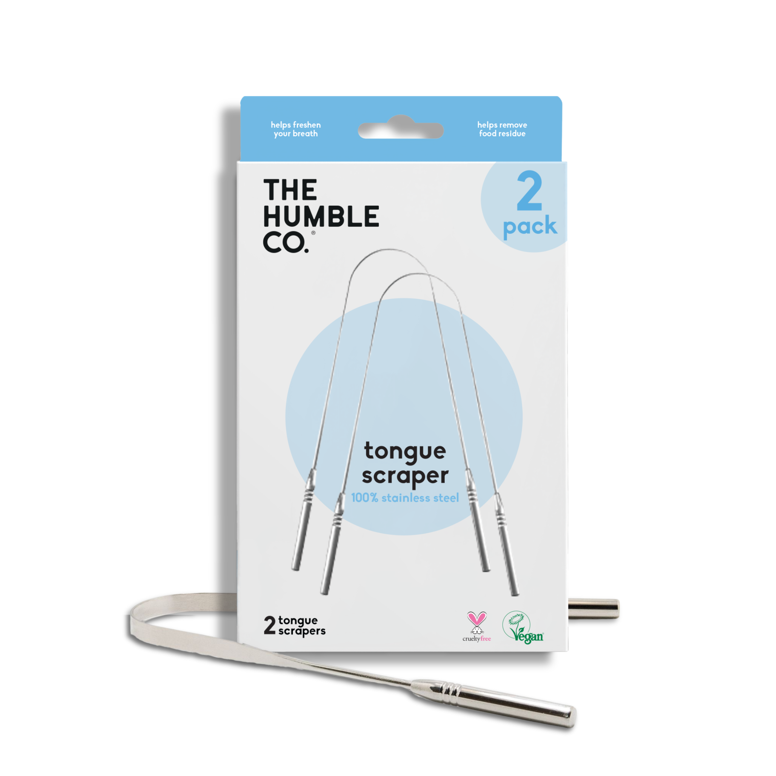 The Humble Co 100% Stainless Tongue Scrapers, Pack of 2