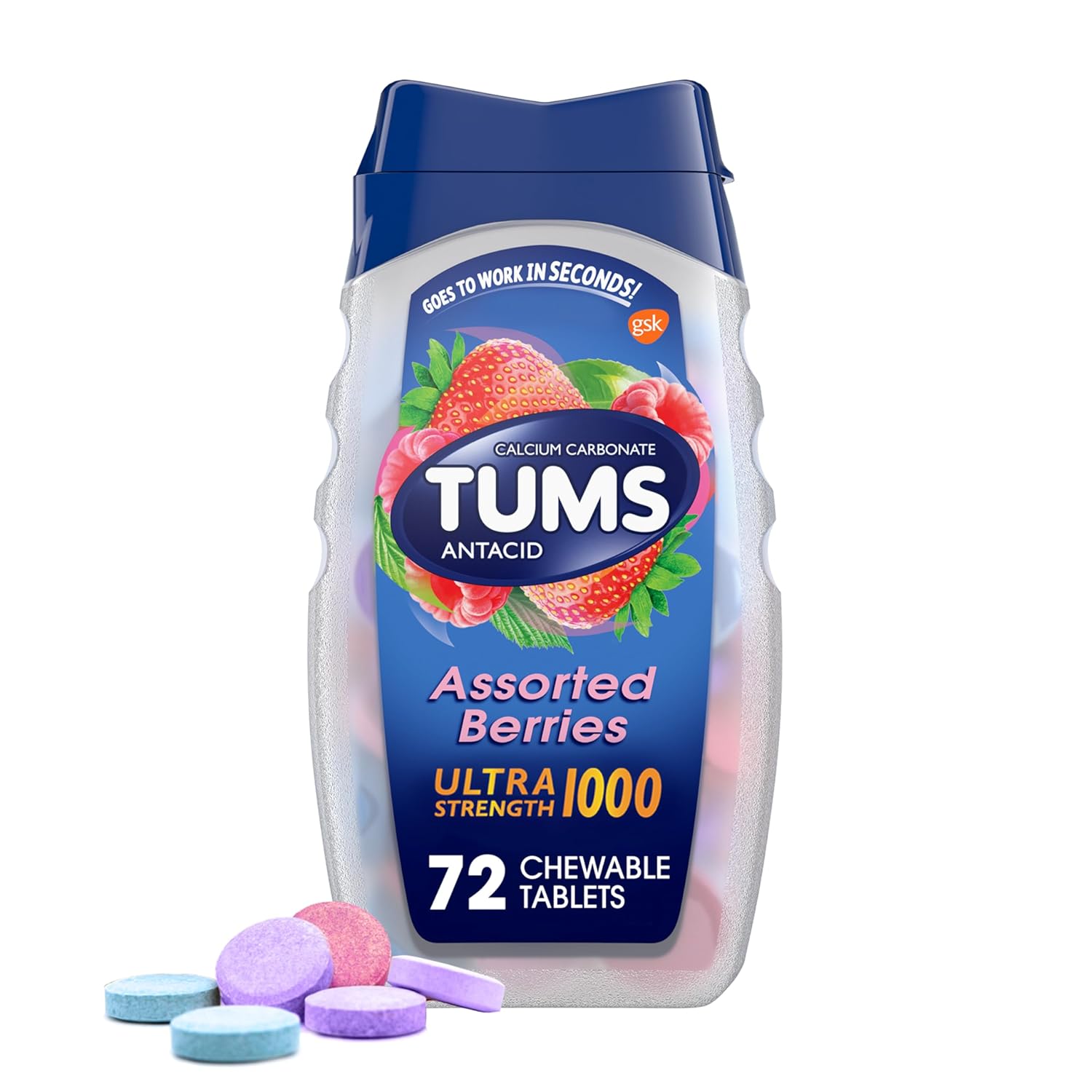 Tums Ultra Strength Antacid Tablets Assorted Berries, Pack of 72