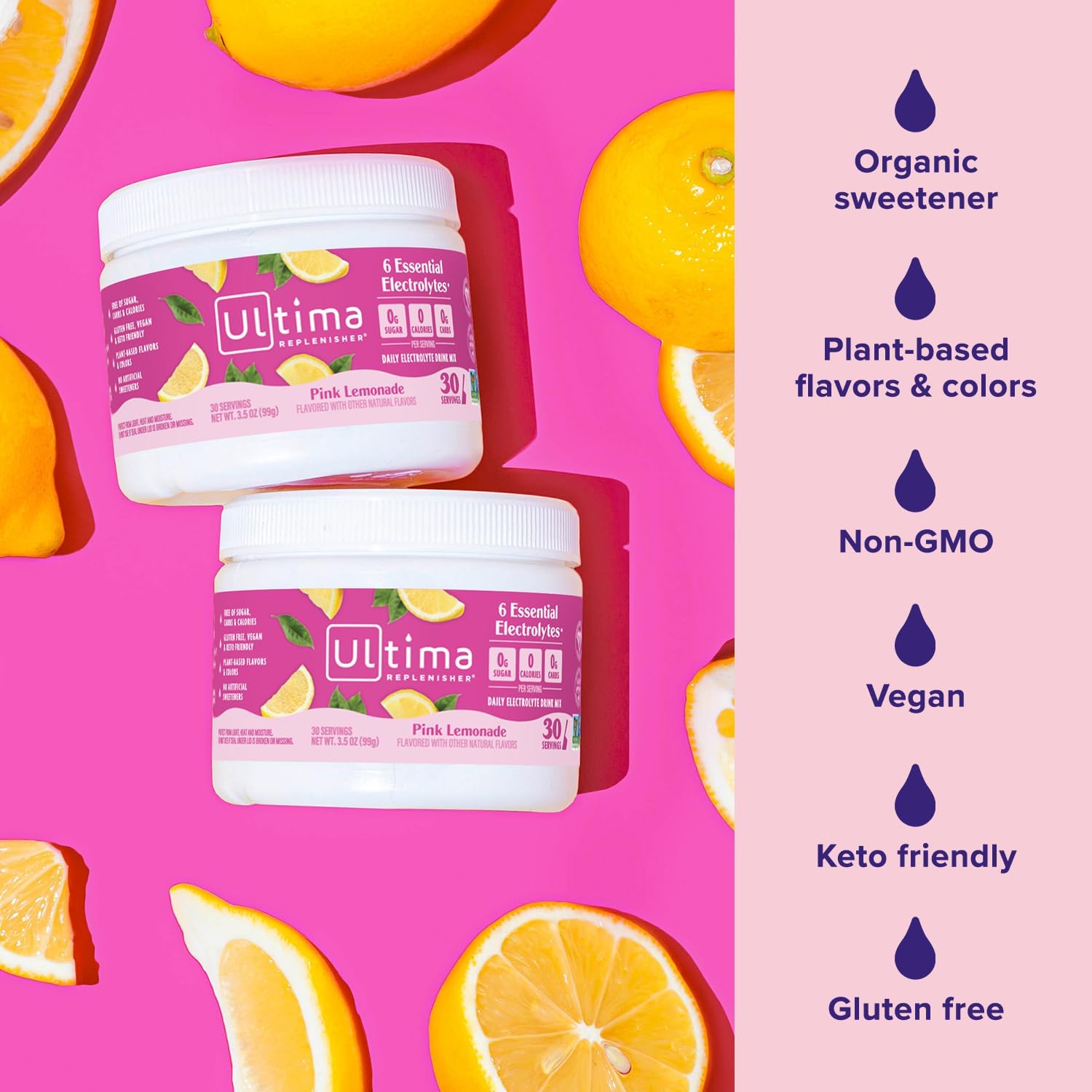 Ultima Replenisher Electrolyte Hydration Powder Mix - Pink Lemonade, 90g