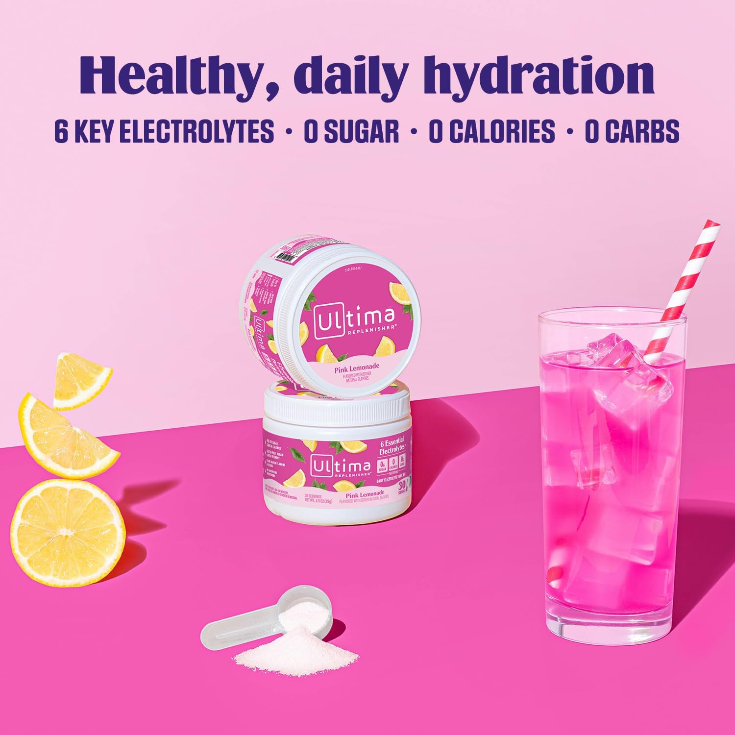 Ultima Replenisher Electrolyte Hydration Powder Mix - Pink Lemonade, 90g