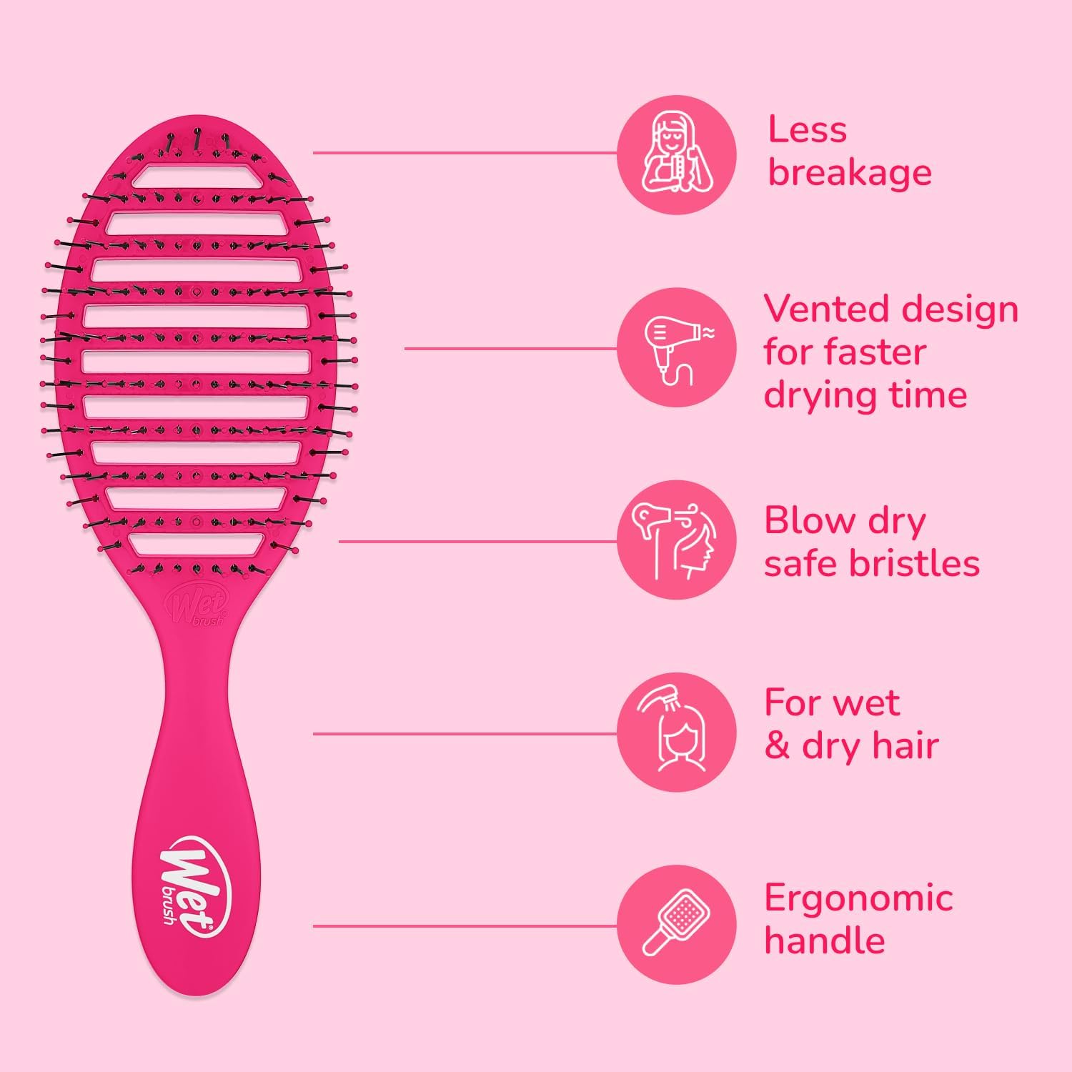 Wet Brush Speed Dry Detangler, Pink