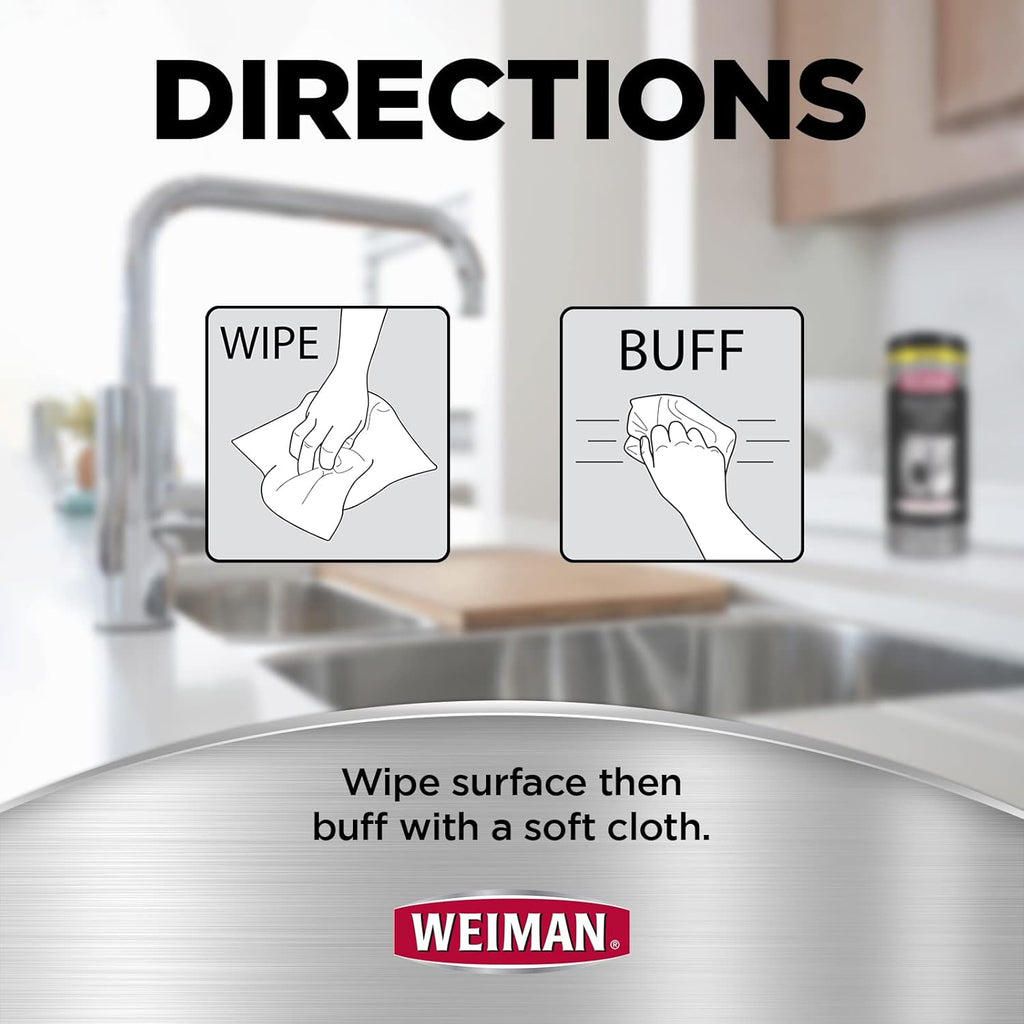 Weiman Stainless Steel Wipes, Pack of 30
