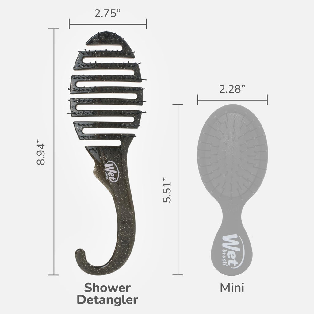 Wet Brush Shower Hair Brush Detangler - Black Glitter