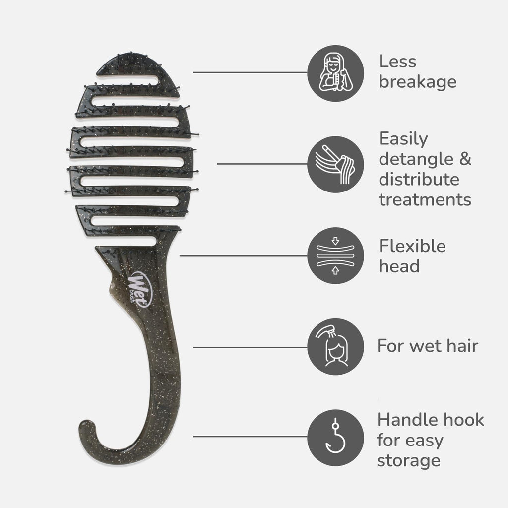 Wet Brush Shower Hair Brush Detangler - Black Glitter