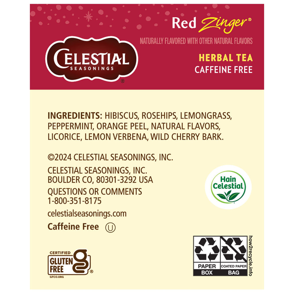 Celestial Seasonings Red Zinger Herbal Tea, 20 Tea Bags (Multiple Pack Sizes)