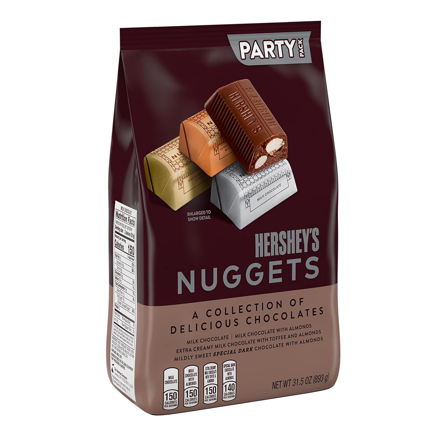 HERSHEY'S NUGGETS Assorted Chocolate Candy Party Bag,Great Stocking Stuffer and Holiday Candy,31.5 oz,(Pack of 2)