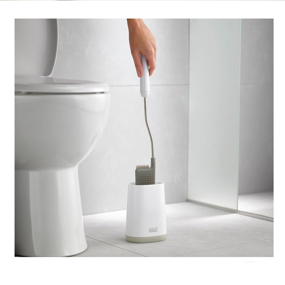 Joseph Joseph Flex Lite - 2-Pack Silicone Toilet Brush - White/Grey, Small