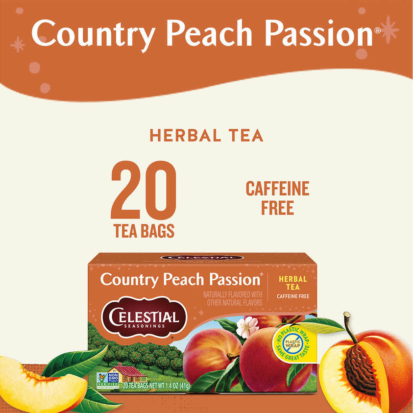 Celestial Seasonings Country Peach Passion Herbal Tea, 20 Tea Bags