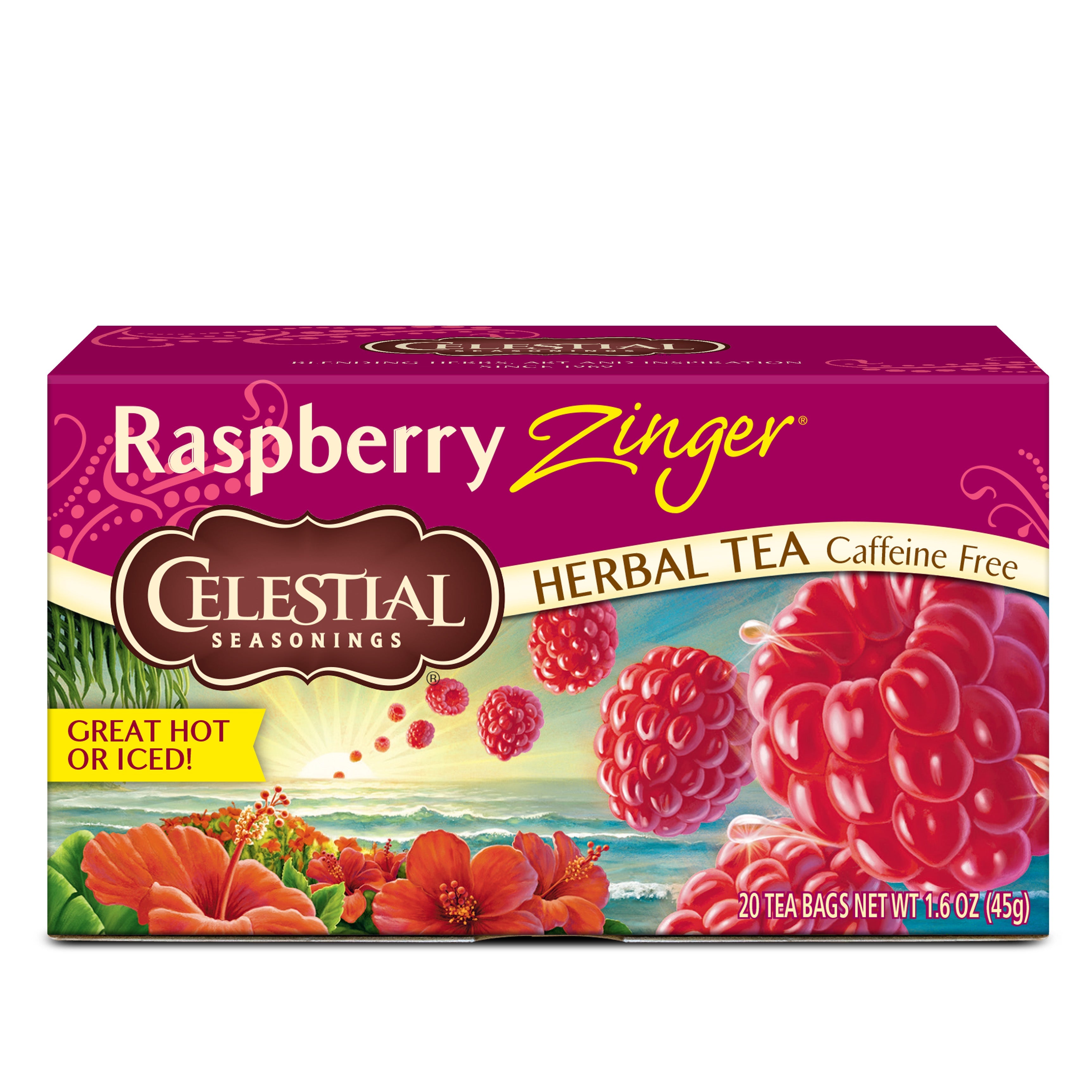 Celestial Seasonings Raspberry Zinger Herbal Tea, 20 Tea Bags
