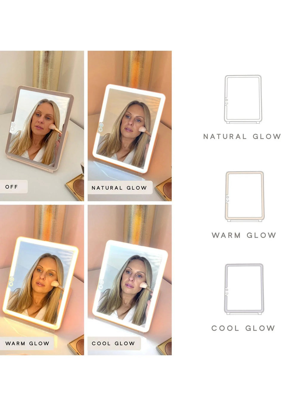 Sensse Glow Up Mirror, 27x19 cm, LED Touch Light Technology