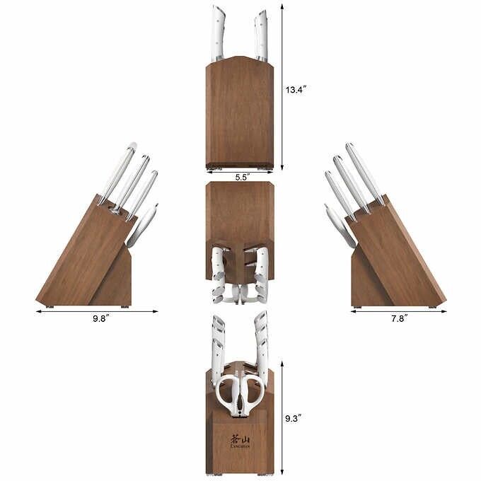 Cangshan Rainier Series German Steel Forged 8 - Piece Knife Block Set (White)